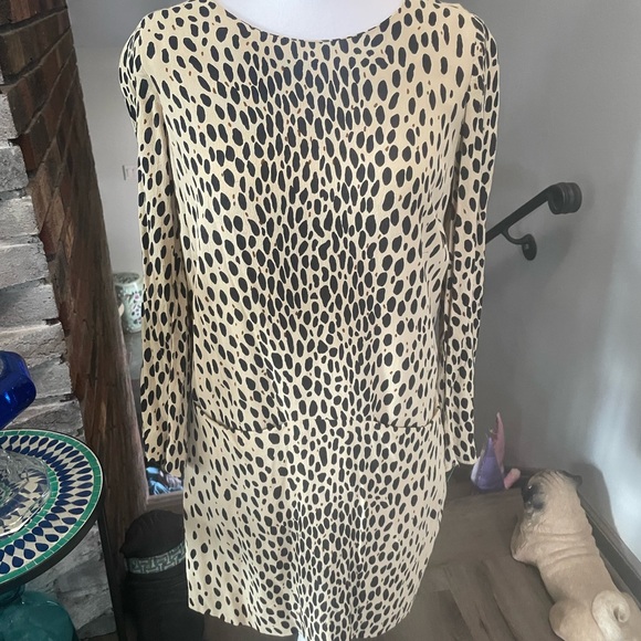 J. Crew Black and Cream Sheath Dress with Cuffed Sleeves - Picture 2 of 7